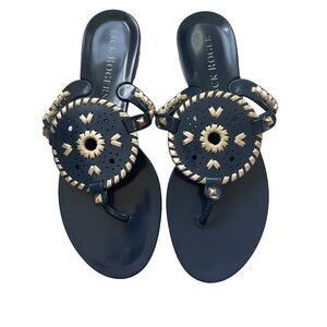 Jack Rogers Georgica Jelly Sandals Navy/Gold Women’s Size 8.0